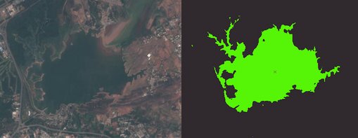 Satellitenaufnahme des Rawal-Sees in Islamabad/Pakistan und handisch annotierte Daten